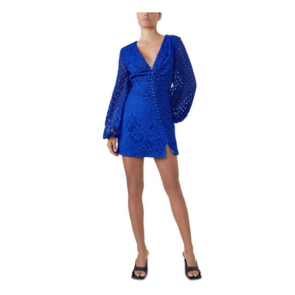 Bardot Blue Lace Mini Dress - Picture 1 of 4